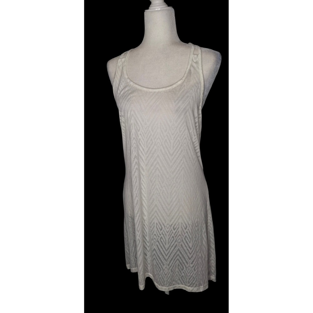 Balance Collection Ivory Burnout Chevron Braided T-Back Swim Cover Up Dress L
